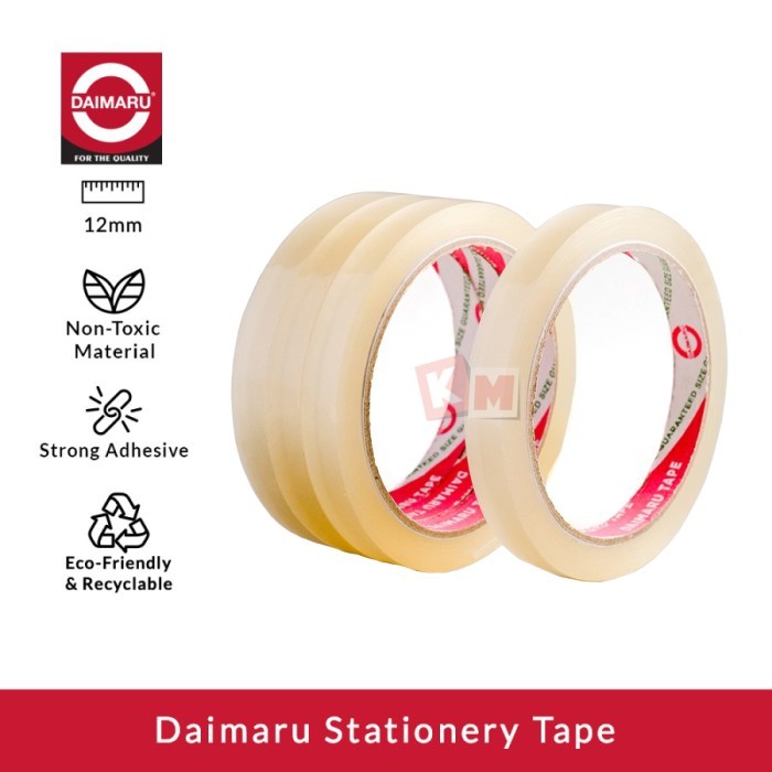 

Isolasi Selotip Bening Daimaru 12 mm / 1/2 Inch x 72 Yard / Stationery Tape Transparan
