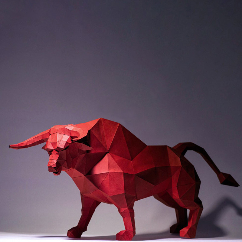 

80CM Long Good Luck Cow Home Decor Living Room 3D Three-Dimensional Paper Model Ornaments Handmade DIY Origami Model Paper Art