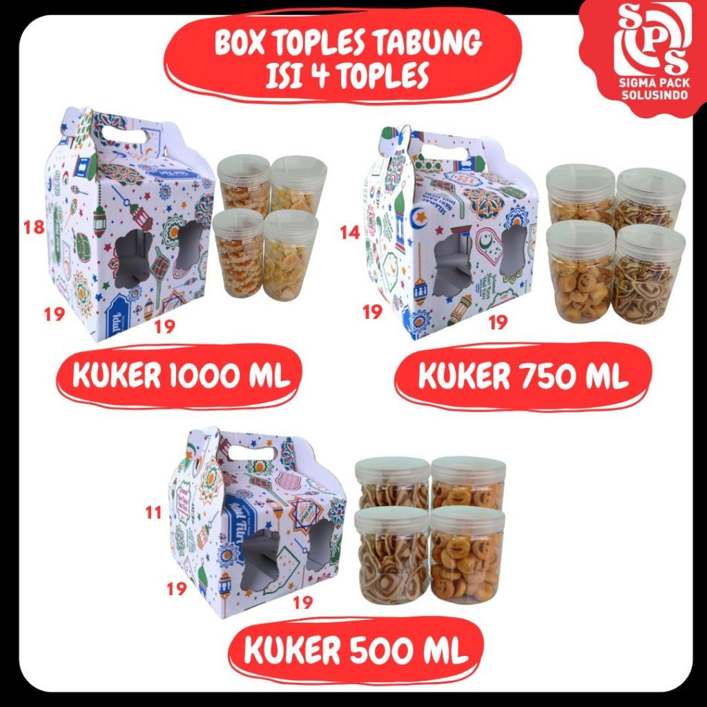 

Box Jinjing Toples Tabung Isi 2 Isi 3 Isi 4 x 500ml/750ml/1000ml Kardus Idul Fitri Lebaran Jar Tabung Idul Fitri Kue Kering Lebaran Ied Mubarak Bingkisan Hari Raya Hampers MEDIAPACK