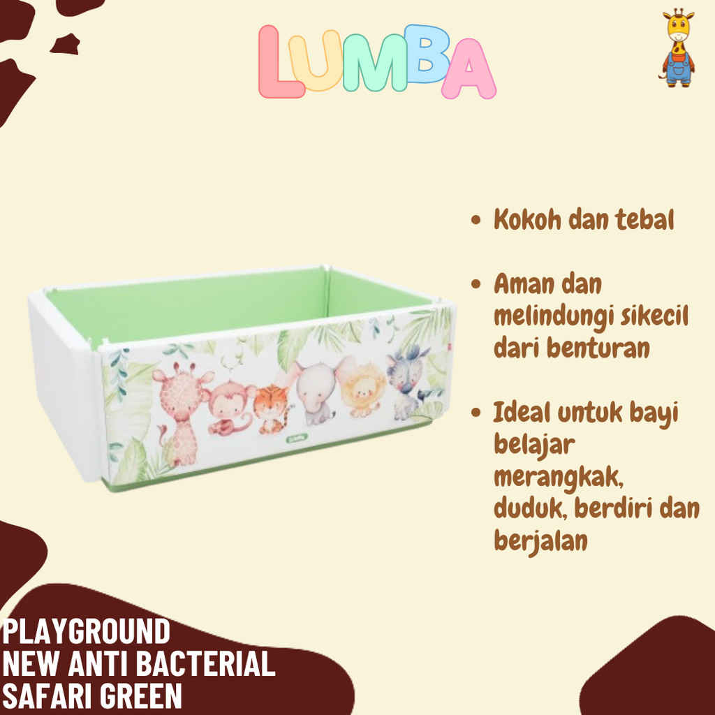 Lumba Playground New Anti Bacterial Baby Safari Green - Playmat Matras Kasur Anak Bayi