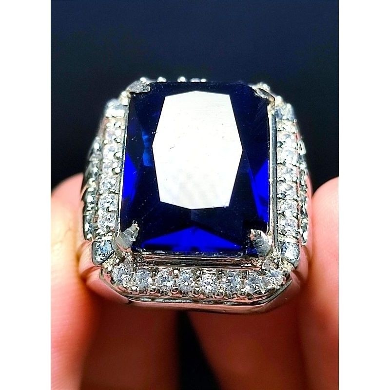 BISA COD BATU AKIK PERMATA KING SAFIR KOTAK RING PERAK BANGKOK 926