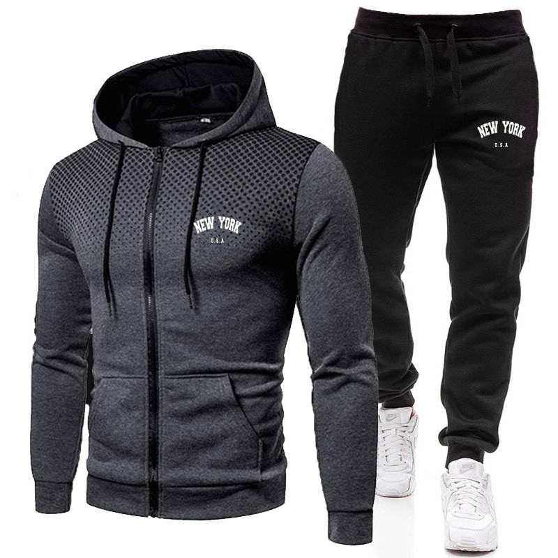 New fashionable sportswear men's hoodie fitness sportswear men's running set sportswear slow running