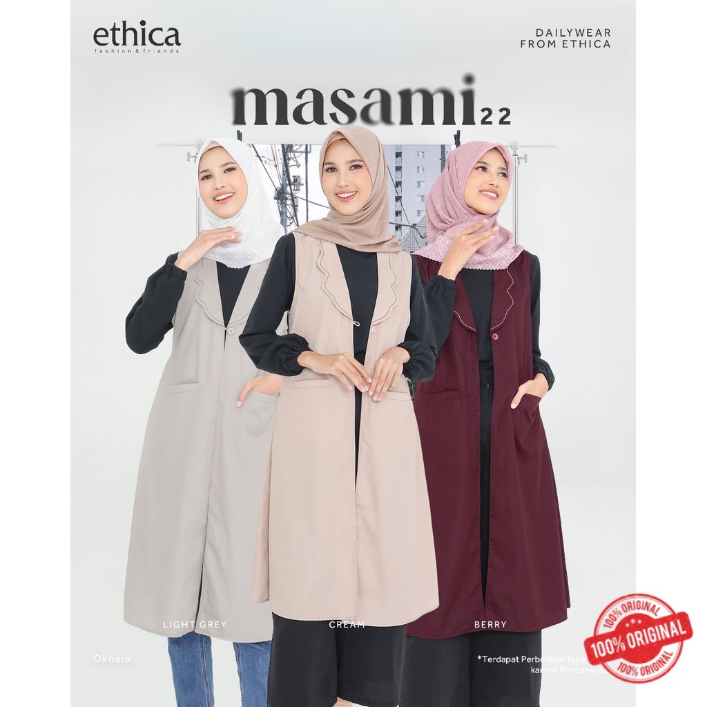 Outer Panjang Polos kekinian Masami 22 Ethica | Luaran Polos Tanpa Lengan