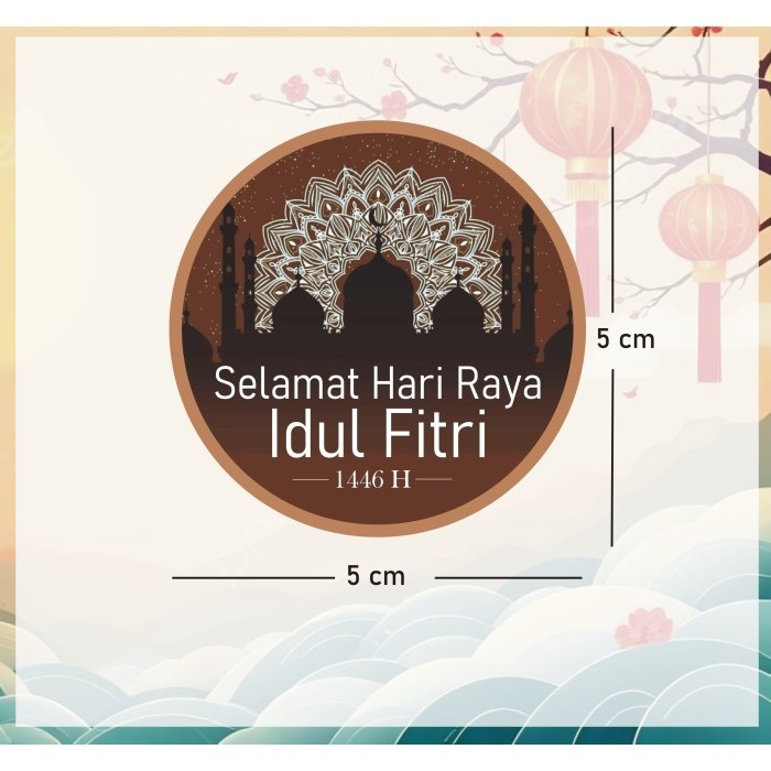 

Sticker Selamat Hari Idul Fitri Bulat 5cm Coklat