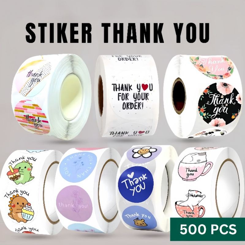 

Sticker Thank You 500 pcs/Stiker Terima Kasih Warna Self Adhesive Seal Label Roll