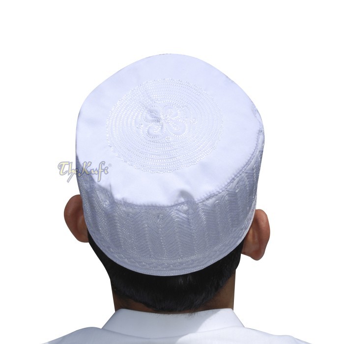 Peci Katun Bordir Putih - Madinah Embroidered - TheKufi Original - Hijau, No.10