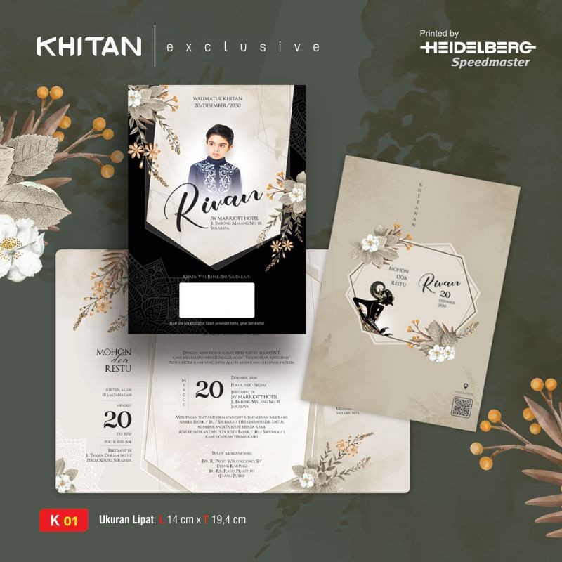 Undangan Khitanan dan Aqiqahan Seri K | Bonus Video Undangan, Plastik, Label dan Thanks Card K 01 - 