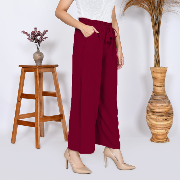 NEW -Celana Kulot Panjang Cringkel Premium Kulot Highweist dewasa kringkel - Biru Elektrik