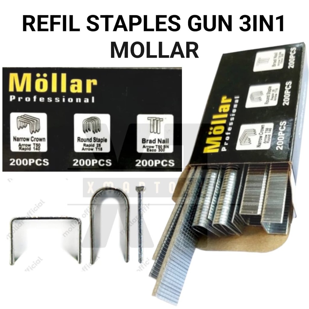 

Isi Staples Gun Tucker 3 in 1 MOLLAR / Refil Staples Stapler Refill isi 600 Pcs / Paku Hekter Tembak Jok