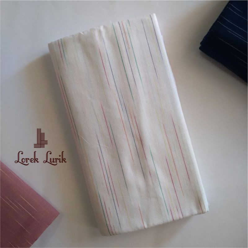 Baju Kain Lurik Gerimis Putih / Kain Tenun Lurik Gerimis Pelangi / Lurik Rainbow