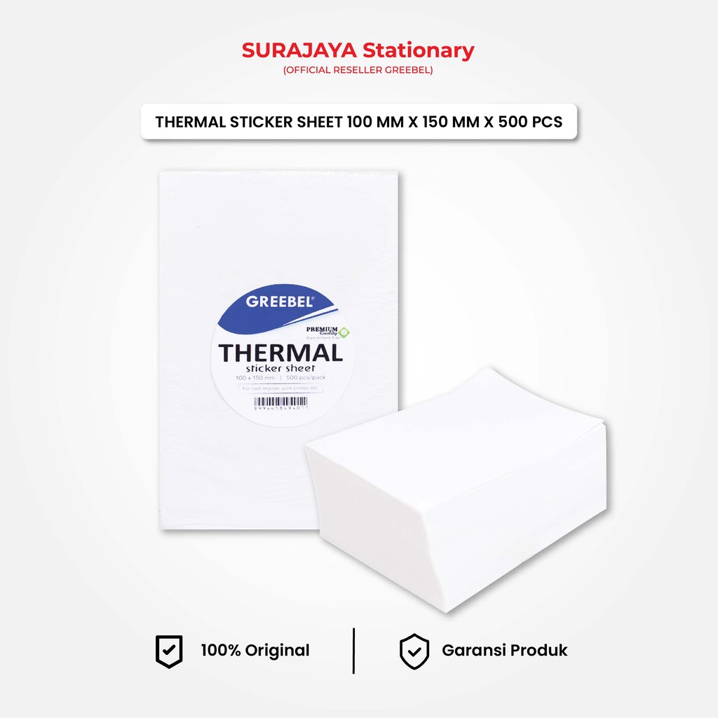 

Label Stiker Greebel Thermal Sheets Isi 500pcs 100x150mm Waterproof / Label Kertas Barcode