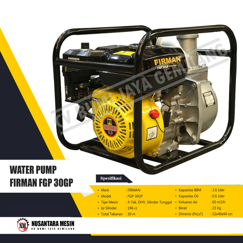 MESIN POMPA AIR SAWAH 3 INCH FIRMAN FGP 30 GP