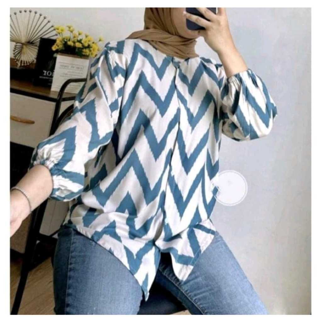 Kemeja Wanita Rayon Premium - Atasan Kemeja Motif - Blouse Rayon Motif - Kemeja Rayon Motif Cantik -
