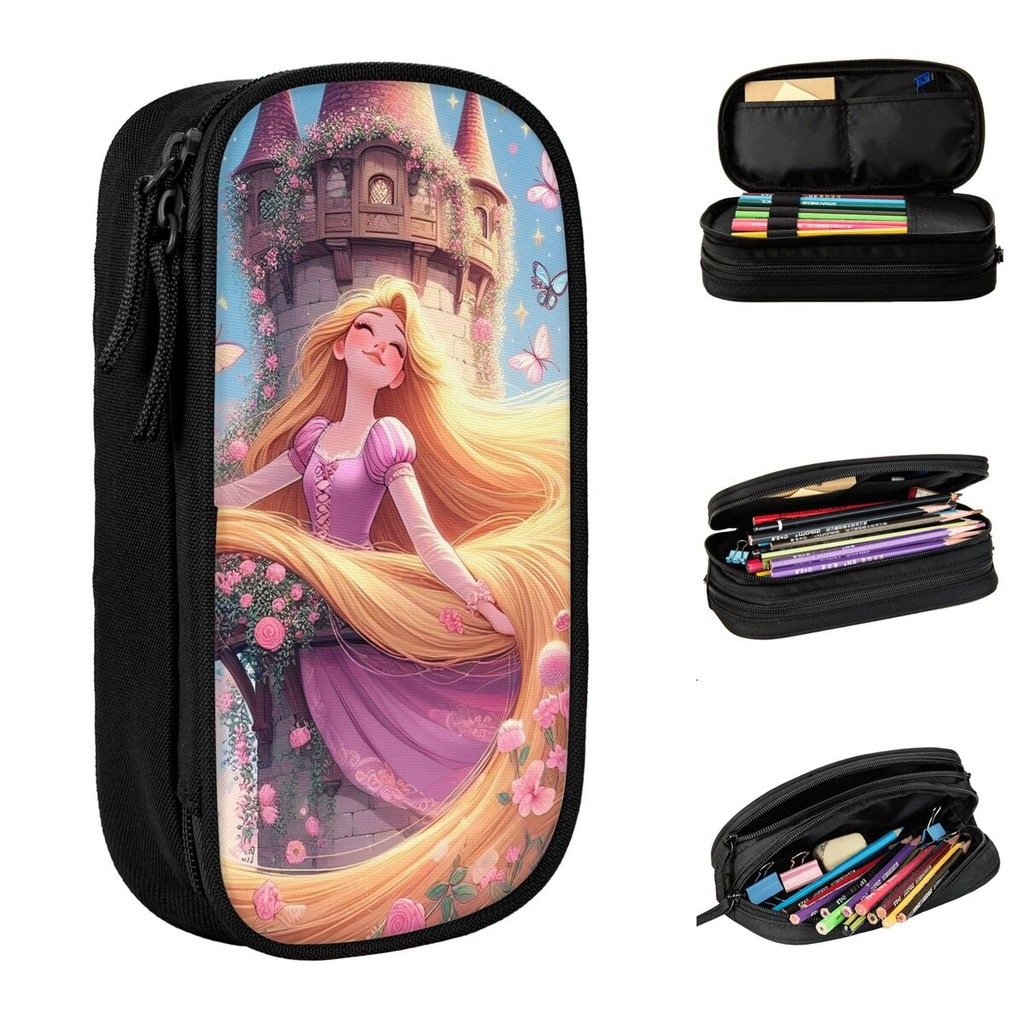 

Tangled Princess Rapunzel Pencil Case Cute Beauty Cartoon Cute Pen Holder Bag Big Capacity School Supplies Zipper Pencilcases