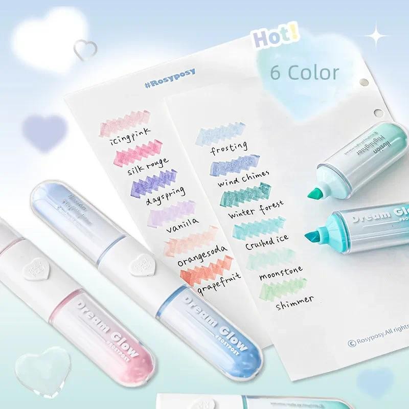 

6pc Scrapbook Paint Marker Transparent Acrylic Gradient Color Stationery Marker Pen 6 Color Highlighter Graffiti Pen Art Supply