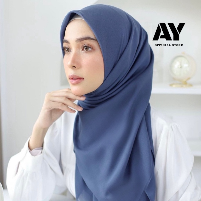 kerudung jilbab segiempat bella square premium bahan polycotton size 115x115 jahit tepi/kerudung hij