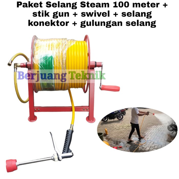 Selang Sprayer/Air 100 Meter komplit Stik Gun dan Gulungan Selang