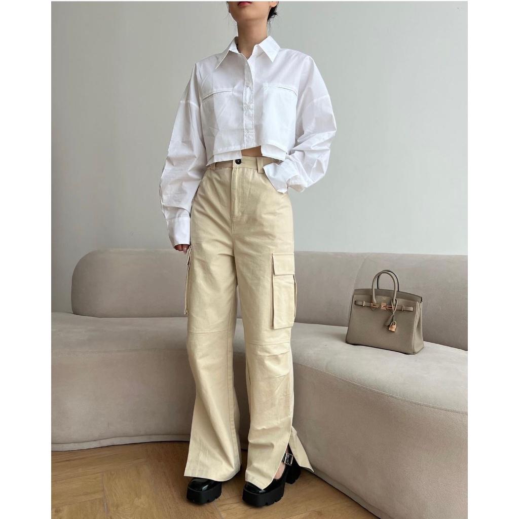 KEMEJA MODEL CROP WANITA - CROP OUTFIT SHIRT 360