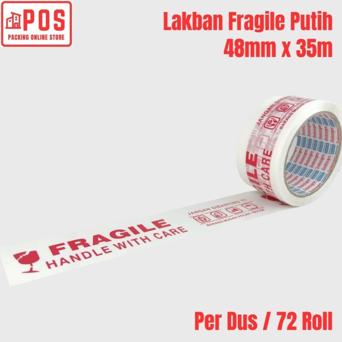 

1 Dus Lakban | Lakban Fragile Putih 2inch 48mmx55y | Solatape