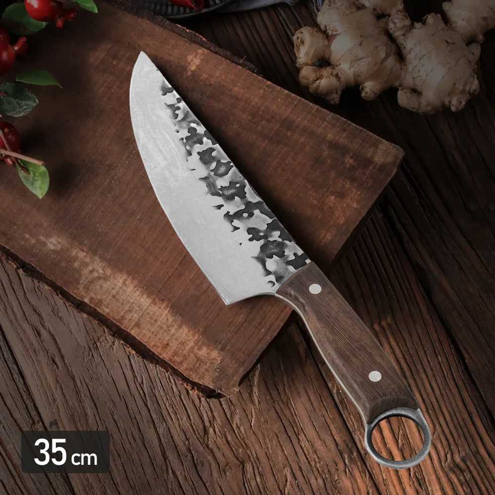 [COD] Pisau Dapur Daging Super TAjam Ergonomis Stainless Steel Hand Forged 35 cm Tebal Anti-karat
