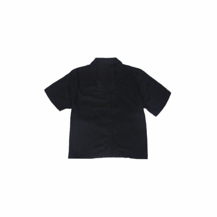 KEMEJA WANITA CROP TOP - ATASAN CROP POLOS - Hitam
