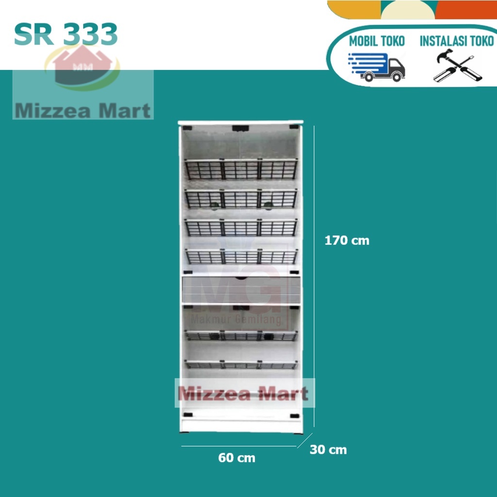 MizzeaMart Lemari Sepatu 2 Tingkat | Rak Sepatu 2 Tingkat Pintu Kaca - SR 333 / HUGA 4700