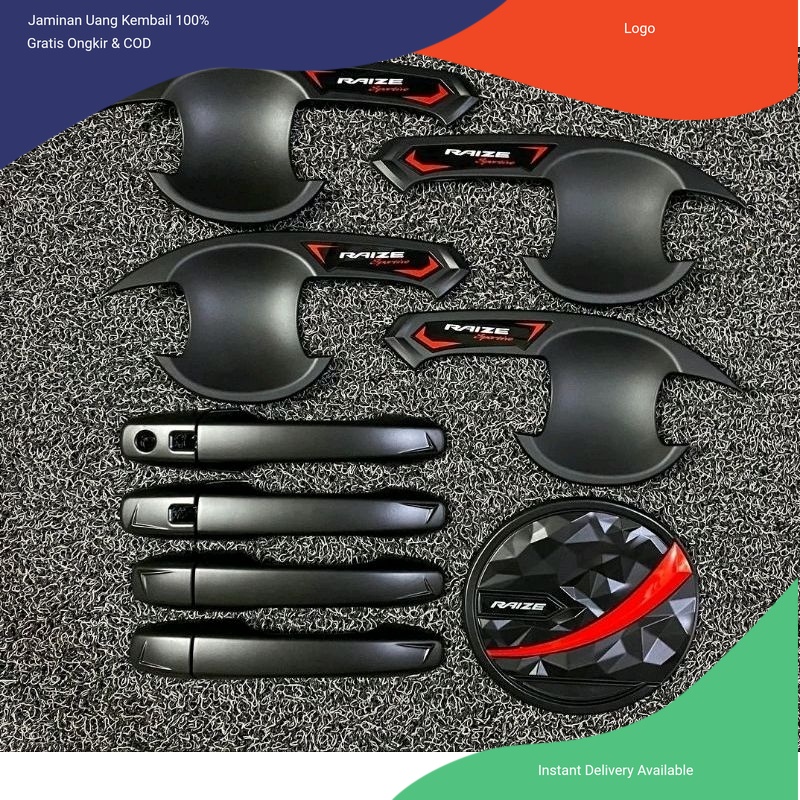 Paket handle handle+outer+tank cover hitam Raize 2021-2023 Aksesoris mobil