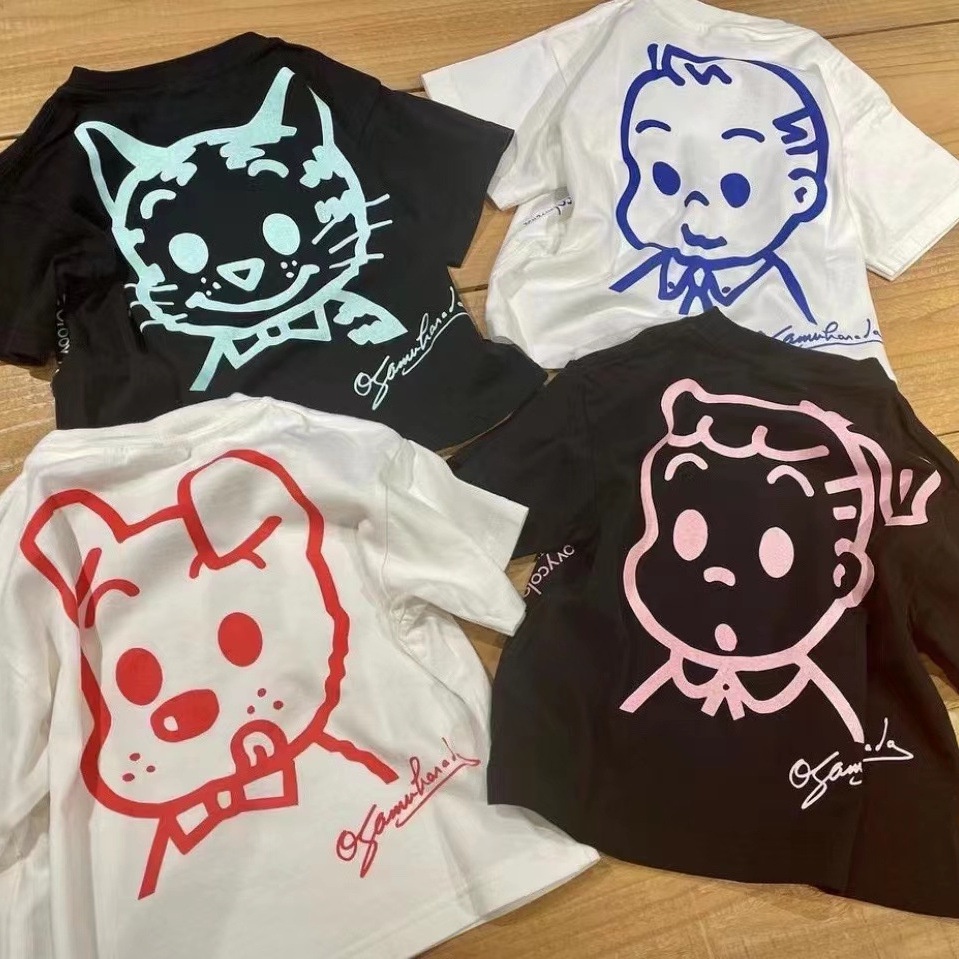 Atasan kaos oversize t-shirt anak perempuan / laki laki motif tintin snowy ( TOP1656 / TOP1657 / TOP