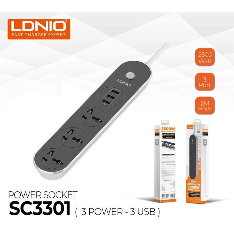 COK SAMBUNG LDNIO SC330 3 USB 3 COLOKAN - LDNIOSC330