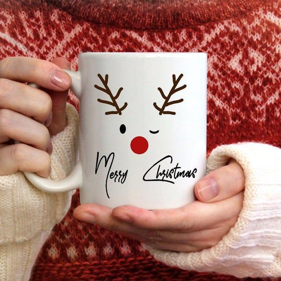 Mug Motif Natal Cute Deer | Custom Nama | Mug Hadiah | Mug Kado | Souvenir | Mug Custom | Mug Aesthe