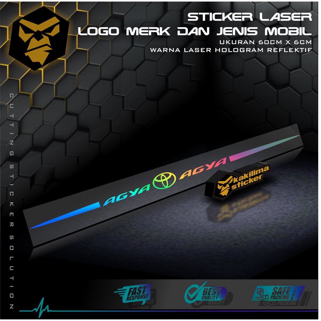Sticker Laser Mobil. Sticker Laser Logo Merk dan jenis Mobil Toyota, Agya, Alphard, Altis, Avanza, C