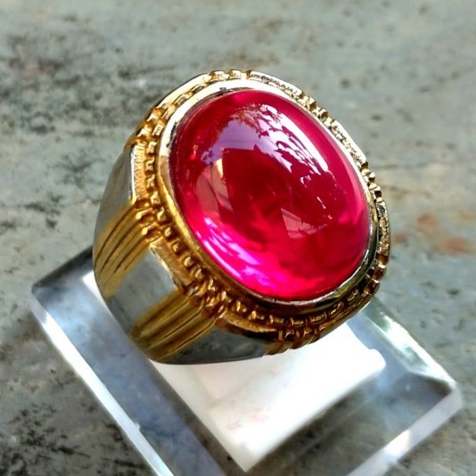 ( COD ) Cincin Batu Mulia Merah Delima Crystal Natural