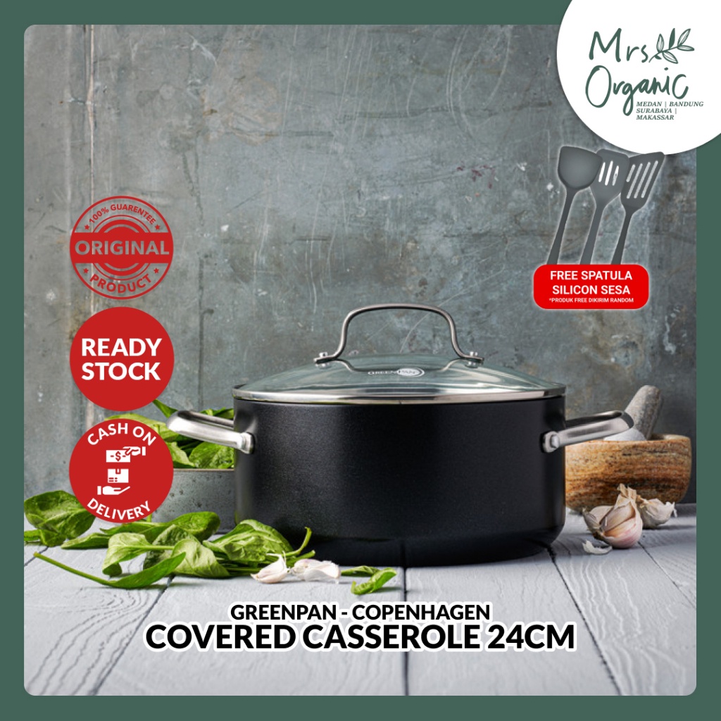 Panci Penggorengan Casserole Copenhagen 24 cm 4.95 Lt Greenpan