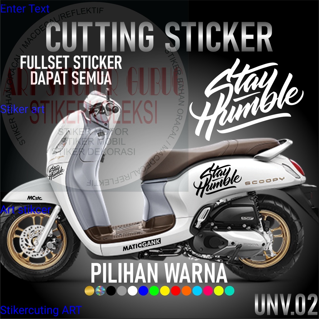 Promo COD Cutting Sticker Stay Humble Satu Set - Aksesoris Stiker Striping Motor Honda Scoopy 2010-2