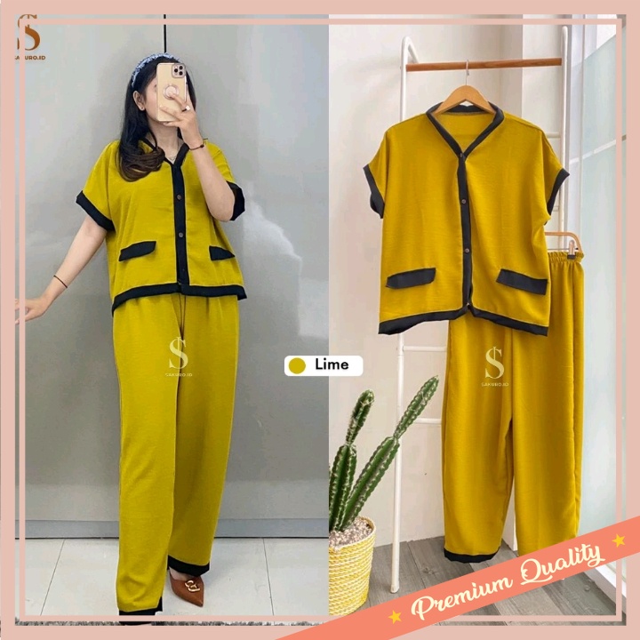 Set Wanita Murah - LOZY ONE SET CRINKLE AIRFLOW LENGAN PENDEK/SETELAN WANITA PENDEK KEKINIAN PREMIUM