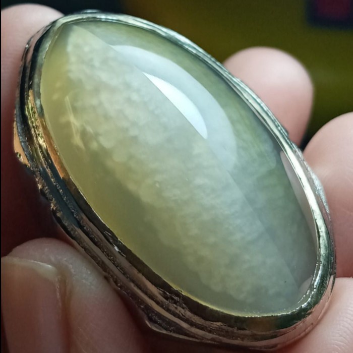 Cincin Batu Akik Pandan Semu Nanas Kapas Sutra Merah Lumut Oli Antik53