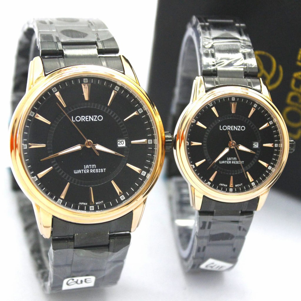 【COD】 JAM TANGAN LORENZO COUPLE ORIGINAL RANTAI STAINLESS TANGGAL AKTIF || JAM TANGAN COUPLE FASHION