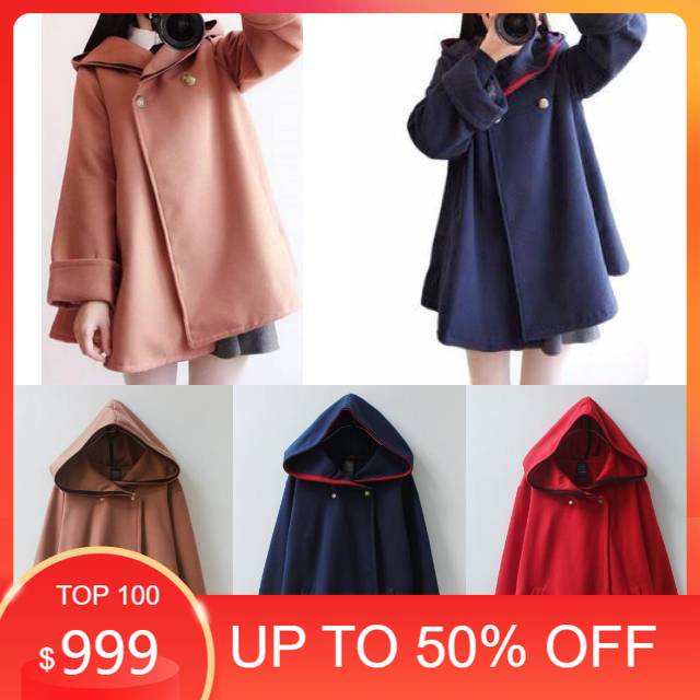 AKSESORIS COSPLAY/ Double Simple Brested Coat Jaket Jepang Kawaii Seifuku Lolita Coat Korea Lucu
