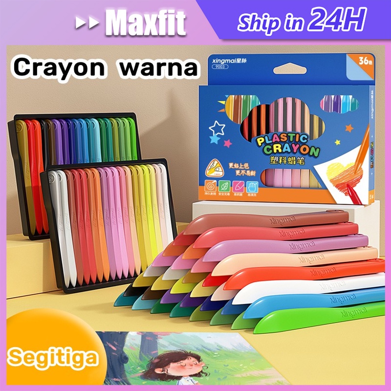 

24 Pcs Plastik Krayon Anak Sekolah Crayon Non Toxic Anti Patah Isi 12/24 Pcs Anti Air & Kotor