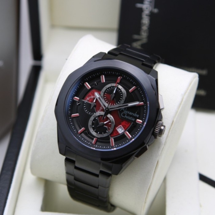 Jam Tangan Pria Alexandre Christie AC 6645 / AC 6645 Black Red Ori