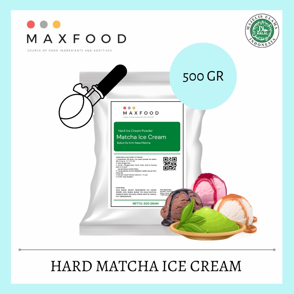 

MAXFOOD - Hard Matcha Ice Cream / Bubuk Es Krim Green Tea 500 Gram