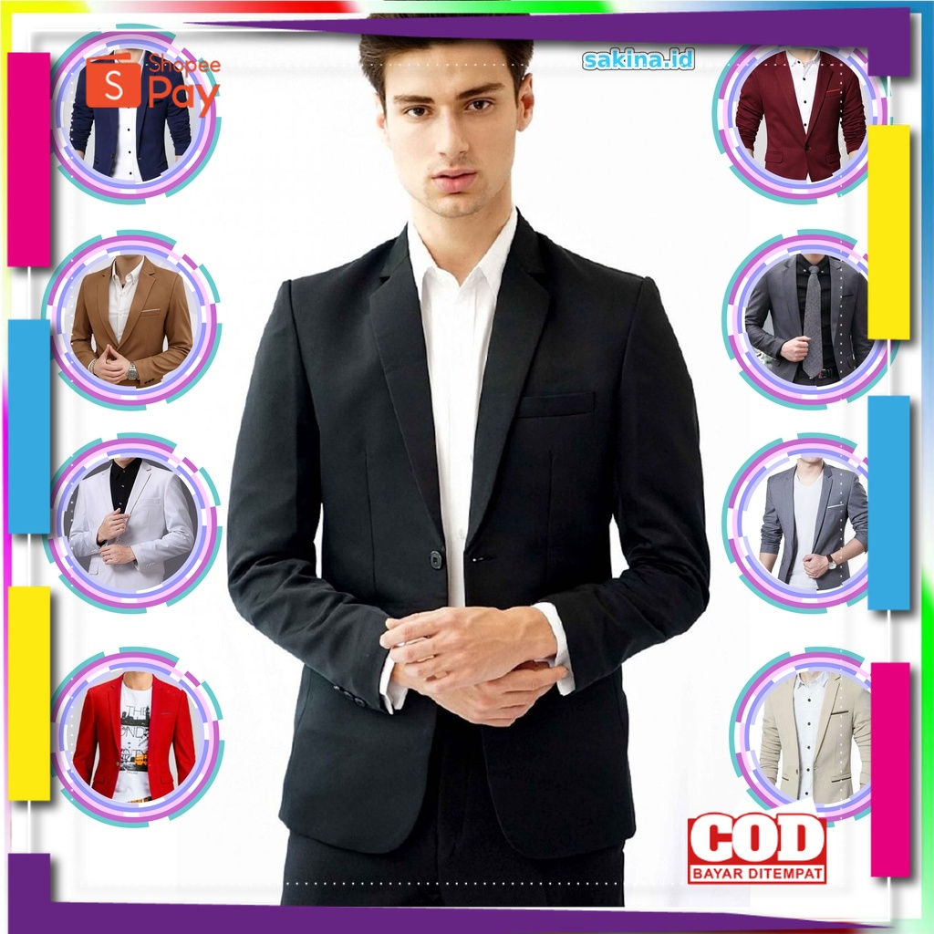 PREMIUM KOREAN STYLE / Jas Blazer Pria Premium Jumbo Remaja Dewasa Polos List Formal Masa Kini - jas