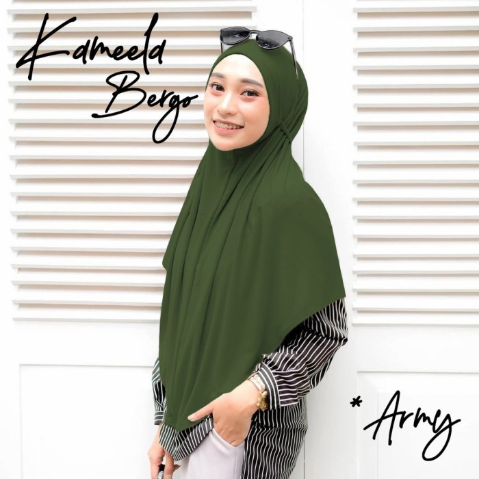 best -Jilbab Hijab Kerudung Bergo Khimar Instan Syari Non Pet Tali Kameela - Hitam