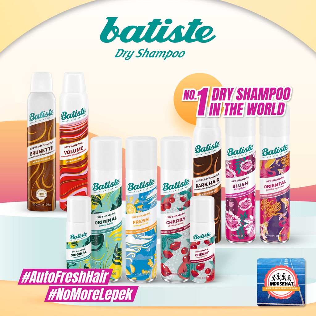 AiLiN | BATISTE Dry Shampoo 200mL | Sampo Kering Tanpa Bilas Spray | Colour Dry Shampoo