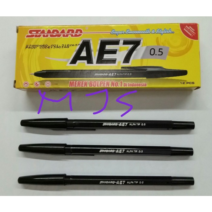 

Pulpen Standard ae7 0.5mm / 3 Warna Isi 12 pcs / No. 1 Di Indonesia - Hitam