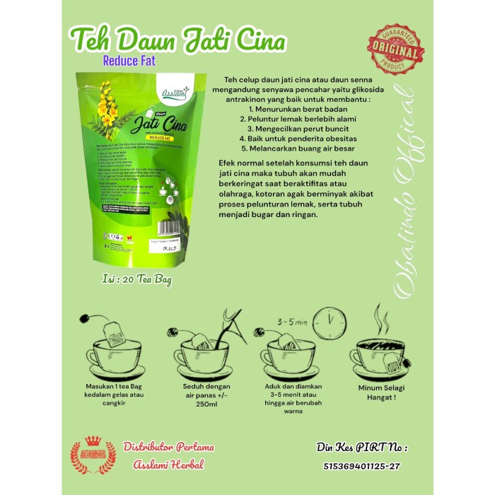 

Best Seller Daun Jati Cina | Teh Celup Daun Jati Cina Original Asslami | Sehat kemasan pouch Menurunkan berat badan, Peluntur lemak berlebih alami, Mengecilkan perut buncit, Melancarkan buang air besar, dll Termurah Jamu herbal Alami