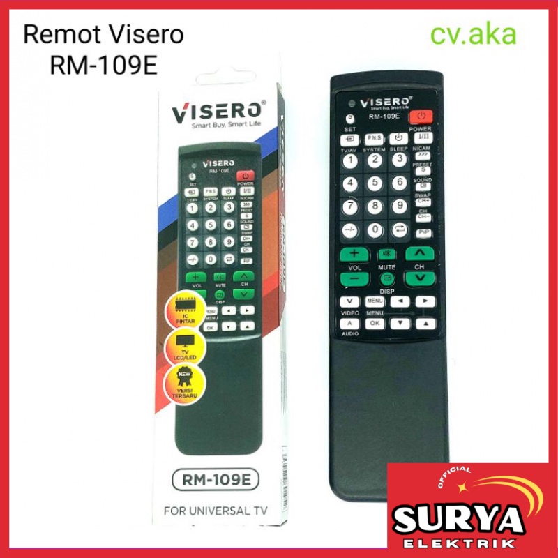 Remote TV Universal VISERO RM 109E Untuk Semua TV Tabung / LED / LCD