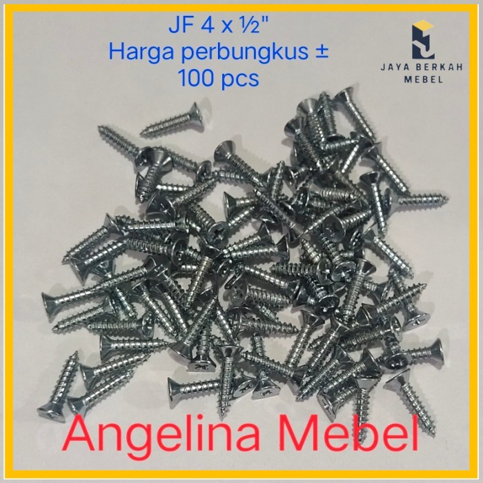Skrup Taping - Sekrup Kayu - Skrup Engsel Piano 4 x 1/2" (± 100 pcs)