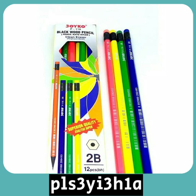 

PENSIL 2B JOYKO P-116 KAYU HITAM ADA HAPUSAN/BLACK WOOD PENCIL