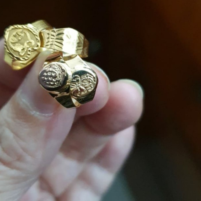 Cincin inisial huruf B N S A E M I bayi baby newborn emas  700 70